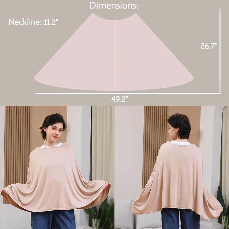 SEJOY Nursing Cover for Breastfeeding, 360°Full Coverage Nursing Poncho, Rayon Soft & Breathable Breastfeeding Cover up (Smooth Rayon, Warm Natural Pink) - Image 3